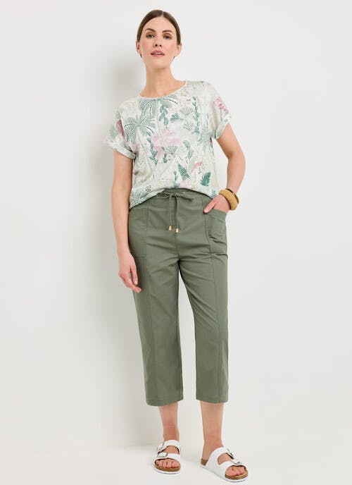 Pure Cotton Chambray Crop Trouser