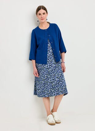 Linen Rich Round Neck Jacket