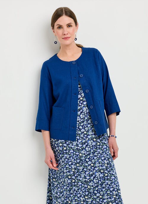 Linen Rich Round Neck Jacket