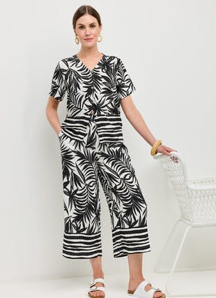 Border Print Crop Trousers