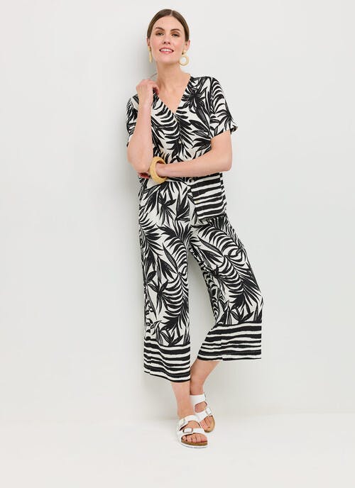 Border Print Crop Trousers