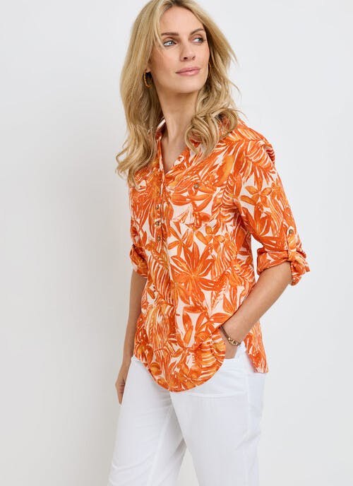 Pure Cotton Notch Neck Blouse 
