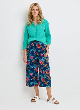 Wide Leg Print Crop Trouser
