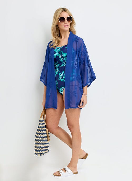 Embroidered Floral Beach Cover Up 