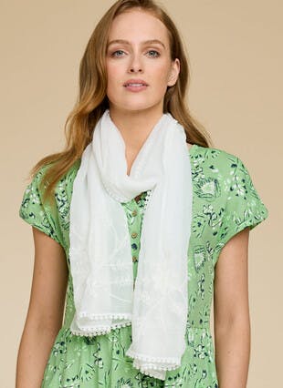 Embroidered Lurex Scarf 