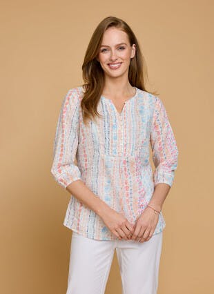 Pure Cotton Dobby Print Blouse