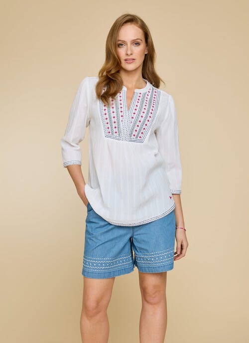 Cotton Rich Embroidered Top