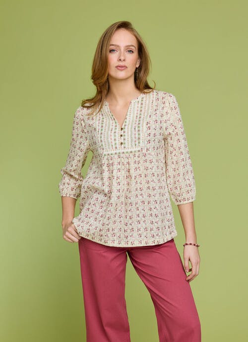 Pure Cotton Check Dobby Blouse