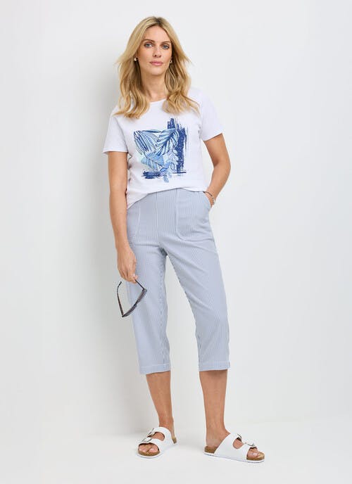Seersucker Stripe Crop Trousers