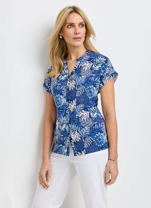 Printed Notch Neck Blouse