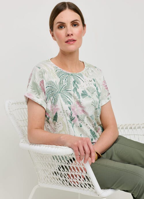 Linen Blend Printed Top
