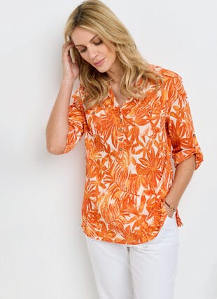 Pure Cotton Notch Neck Blouse 