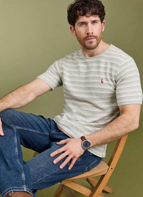 Cotton Rich Textured Stripe T-Shirt