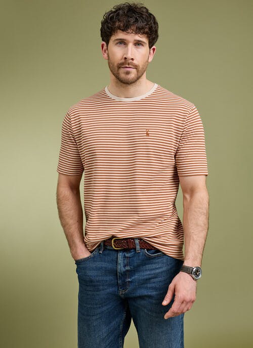 Pure Cotton Textured Stripe T-Shirt