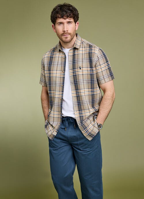 Pure Cotton Slub Textured Check Short Sleeve Shirt