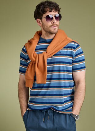 Pure Cotton Textured Stripe T-Shirt