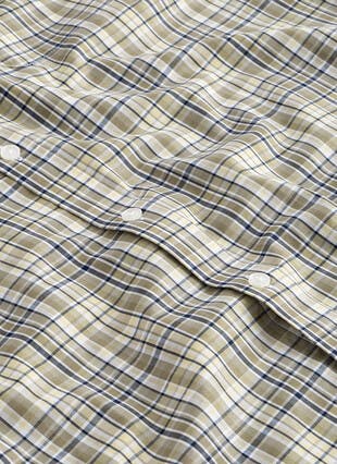 Essential Cotton Blend Button Down Check Short Sleeve Shirt