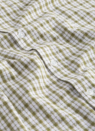 Cotton Blend Seersucker Check Short Sleeve Shirt