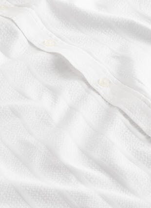 Pure Cotton Seersucker Textured Stripe Short Sleeve Shirt