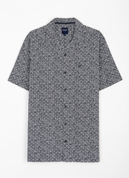 Pure Cotton Poplin Printed Revere Short Sleeve Shirt