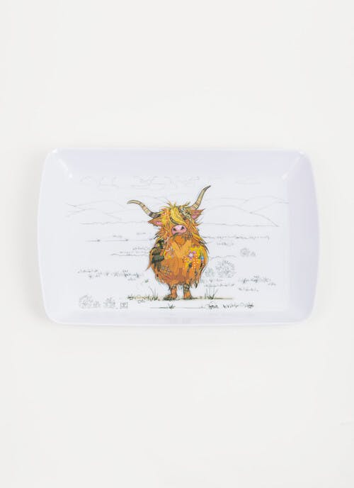 Bug Art Hamish The Highland Cow Small Melamine Tray