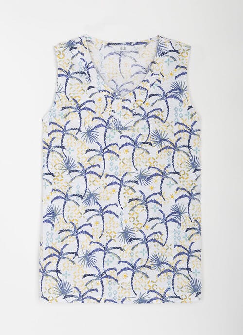 Pure Cotton Stitch Trim Printed Vest