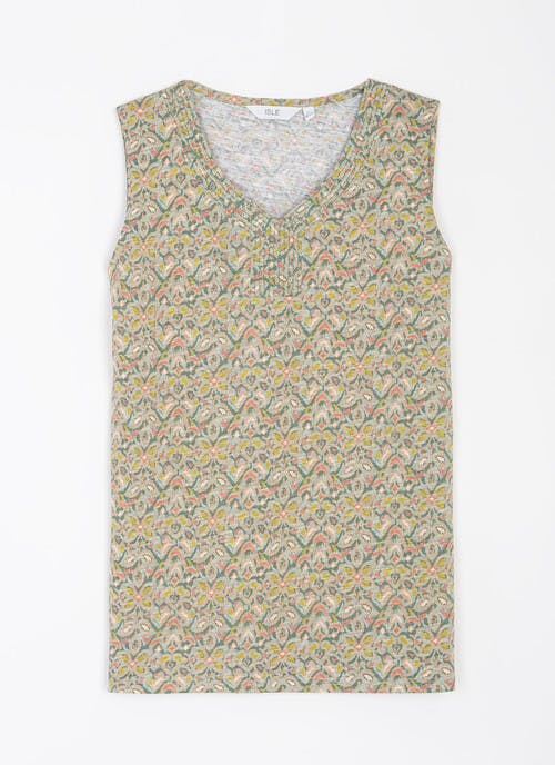 Pure Cotton Stitch Trim Printed Vest
