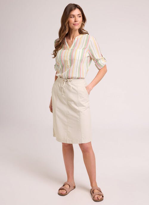 Pure Cotton Chambray Knee-Length Skirt