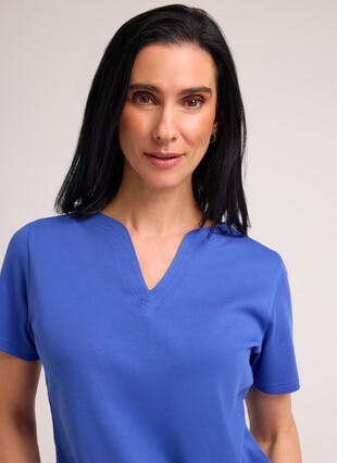 Pure Cotton Notch Neck T-Shirt