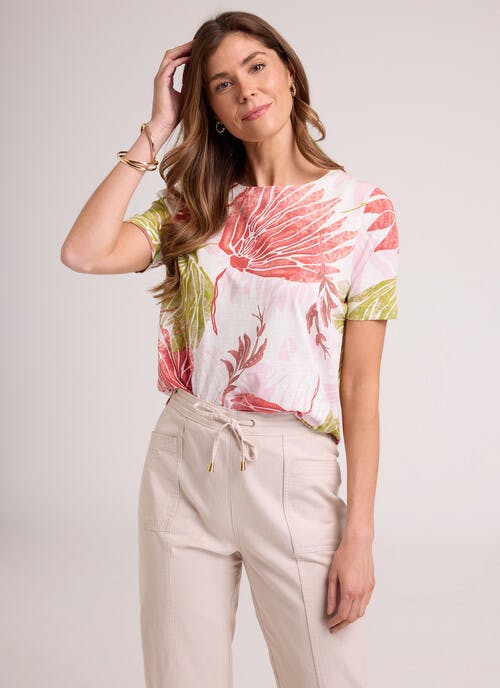 Printed Boat Neck Printed Top