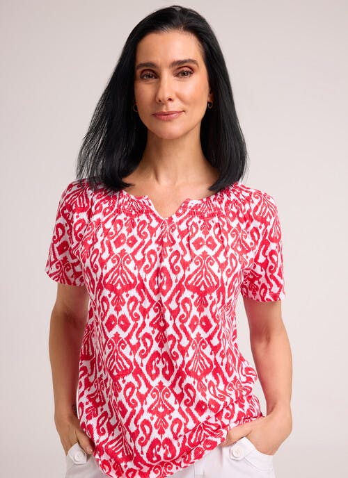 Pure Cotton Notch Neck Printed T-Shirt