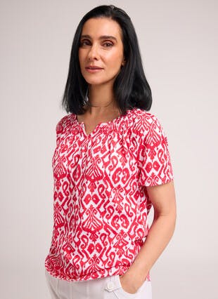 Pure Cotton Notch Neck Printed T-Shirt