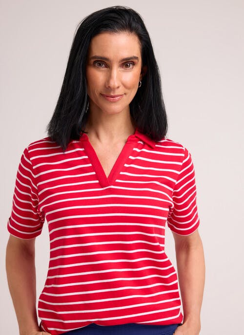 Pure Cotton Striped Polo Shirt