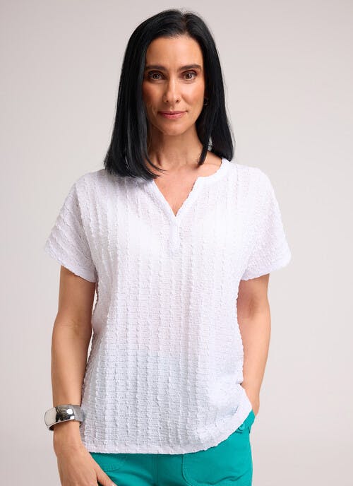 Textured Notch Neck Top