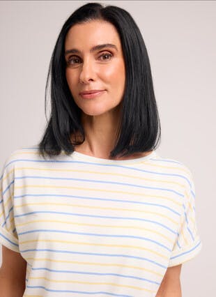 Linen Blend Striped T-Shirt