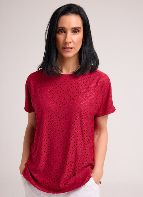 Broderie Anglaise Crew Neck Top