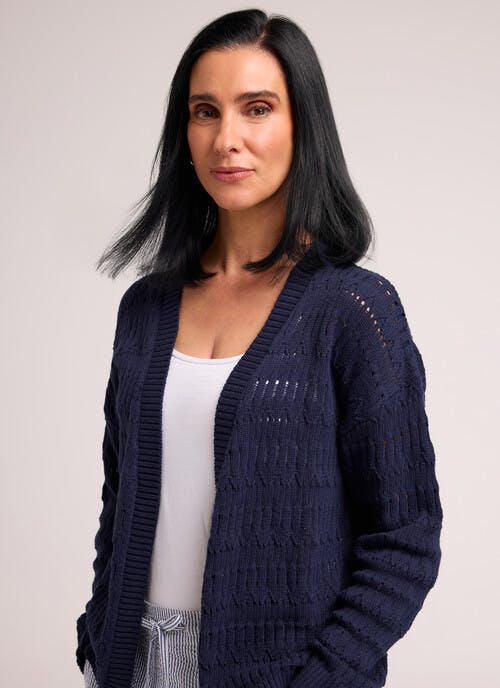 Pure Cotton Textured Edge To Edge Cardigan