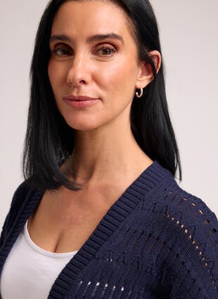 Pure Cotton Textured Edge To Edge Cardigan