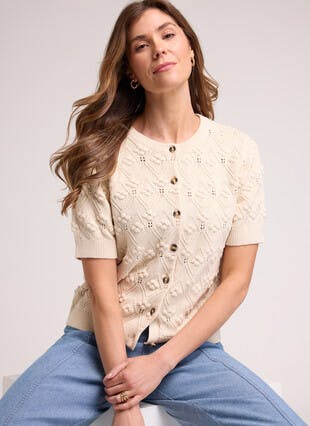 Pure Cotton Stitch Detail Cardigan
