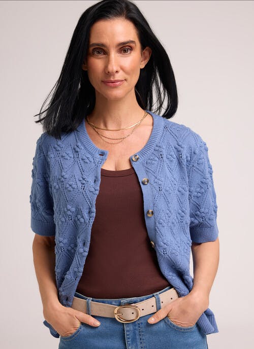 Pure Cotton Stitch Detail Cardigan