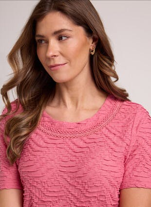 Textured Jersey Lace Trim Top