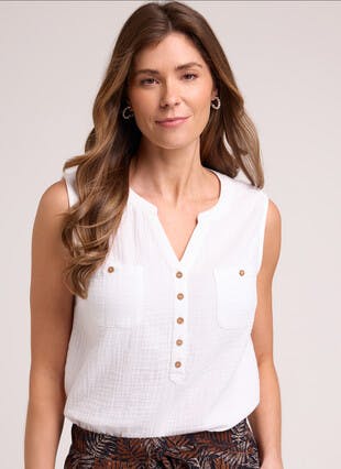 Doublecloth Sleeveless Blouse