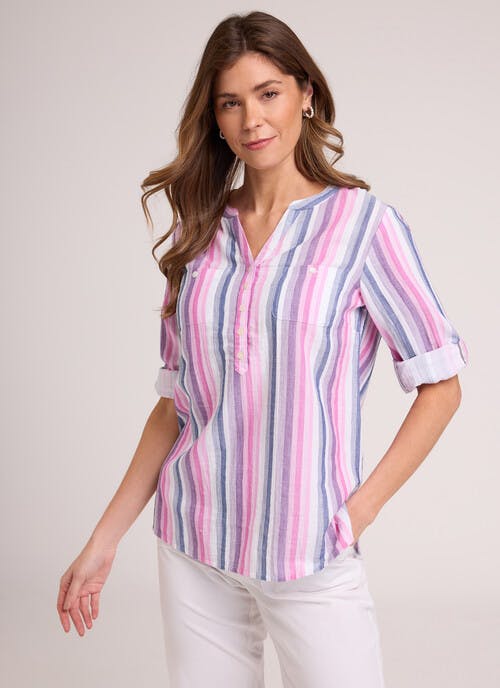 Pure Cotton Doubleface Stripe Blouse