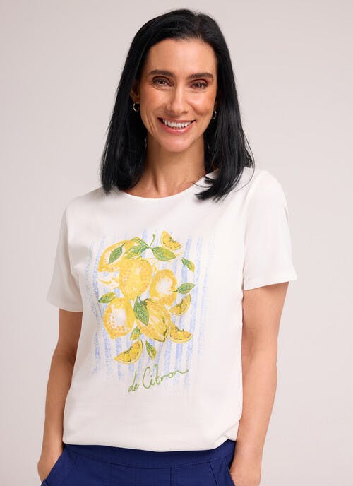 Pure Cotton Lemon Embellished Top