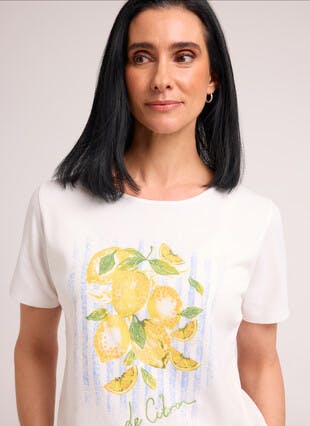 Pure Cotton Lemon Embellished Top