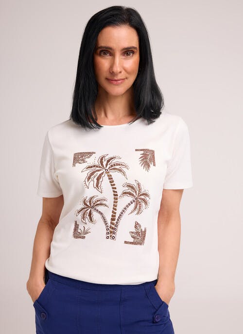 Pure Cotton Palm Embroidered Top