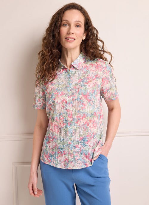 Cotton Rich Crinkle Printed Blouse