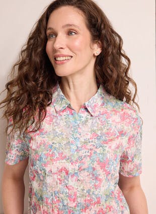 Cotton Rich Crinkle Printed Blouse