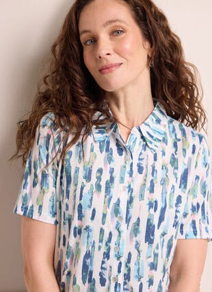 Abstract Print Jersey Blouse