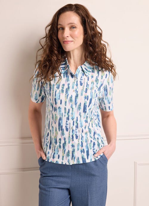 Abstract Print Jersey Blouse